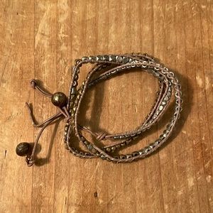 Metal and leather (might be faux) Wrap Bracelet